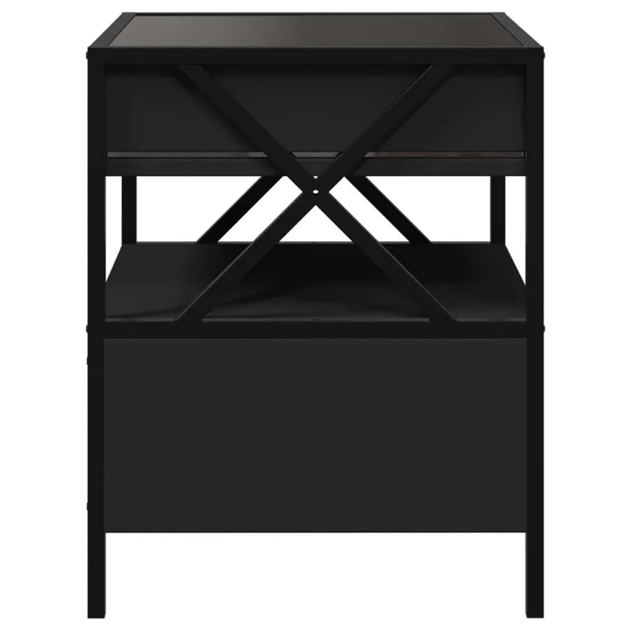 Table de chevet avec LED infini noir 40x40x51 cm - 7