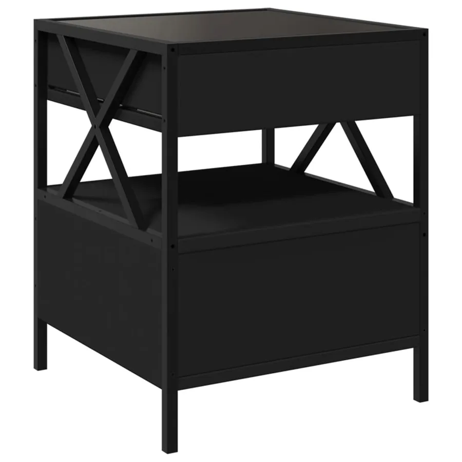 Table de chevet avec LED infini noir 40x40x51 cm - 8