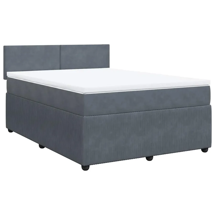 Sommier à lattes de lit et matelas Gris foncé 140x190cm Velours - 2