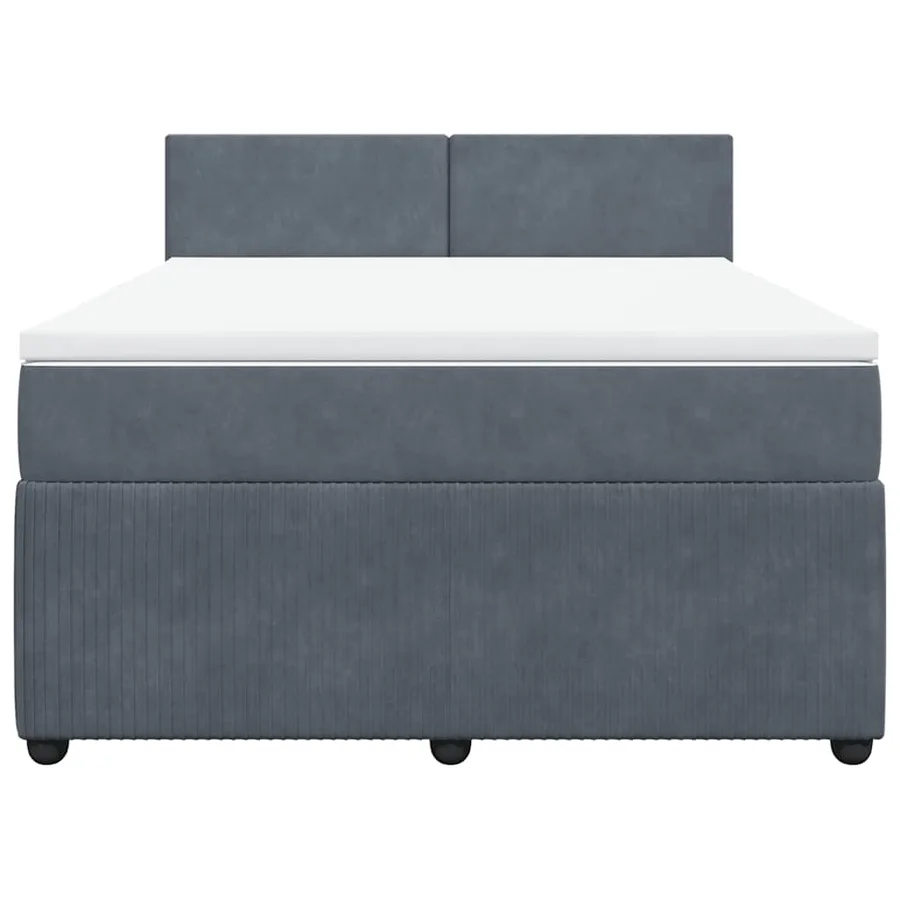 Sommier à lattes de lit et matelas Gris foncé 140x190cm Velours - 4