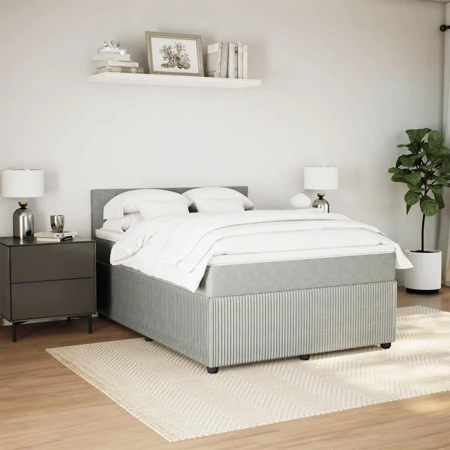 Sommier à lattes de lit et matelas Gris clair 140x190cm Velours - 3