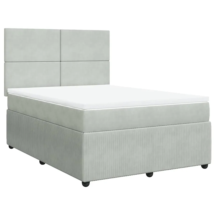 Sommier à lattes de lit et matelas Gris clair 140x190cm Velours - 2