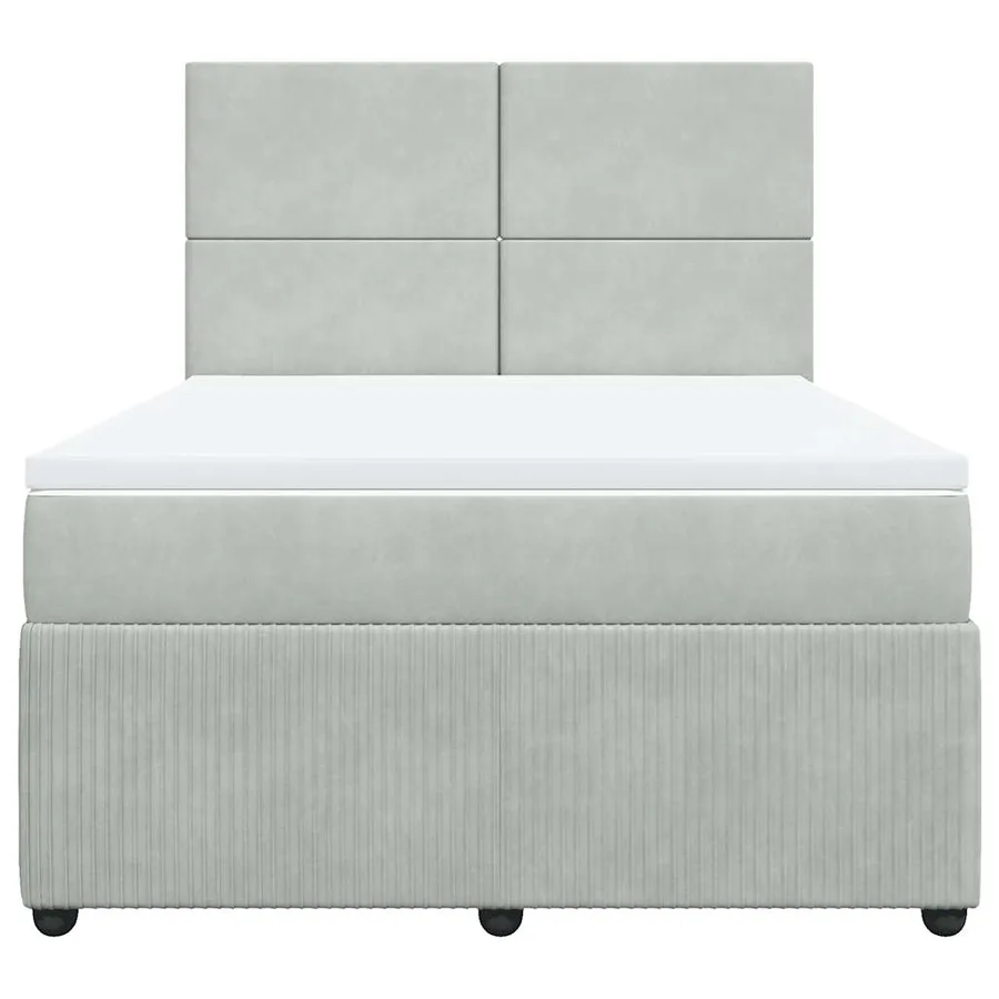 Sommier à lattes de lit et matelas Gris clair 140x190cm Velours - 4