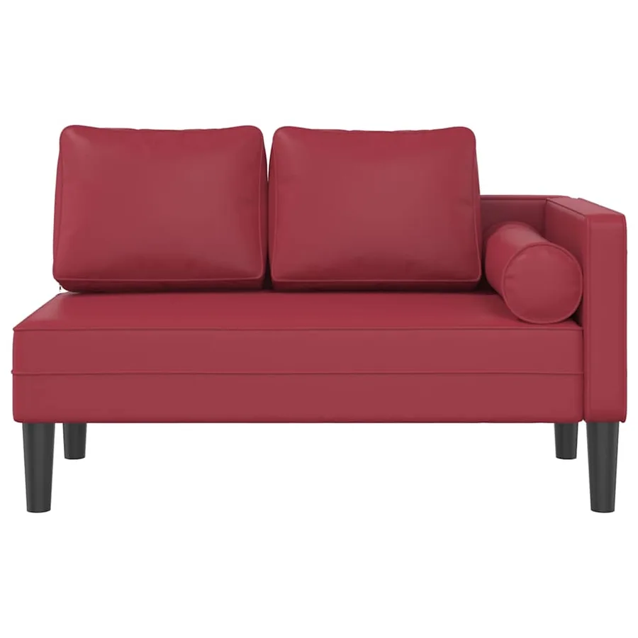 Chaise longue avec coussins rouge bordeaux similicuir - 3