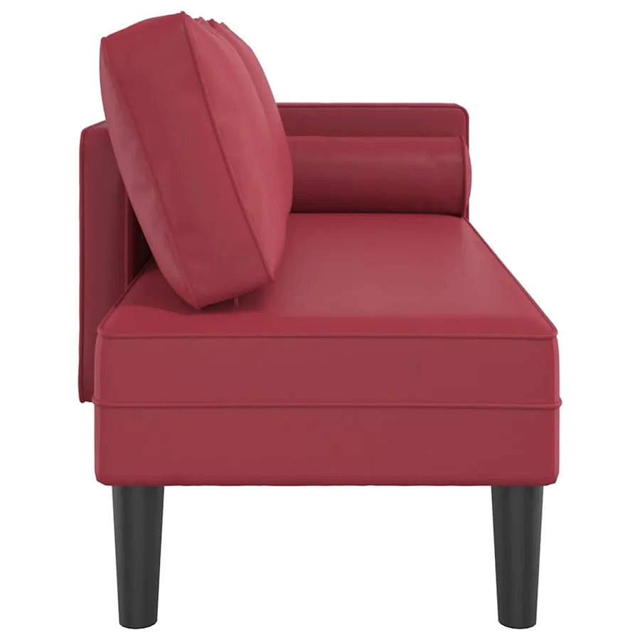 Chaise longue avec coussins rouge bordeaux similicuir - 4