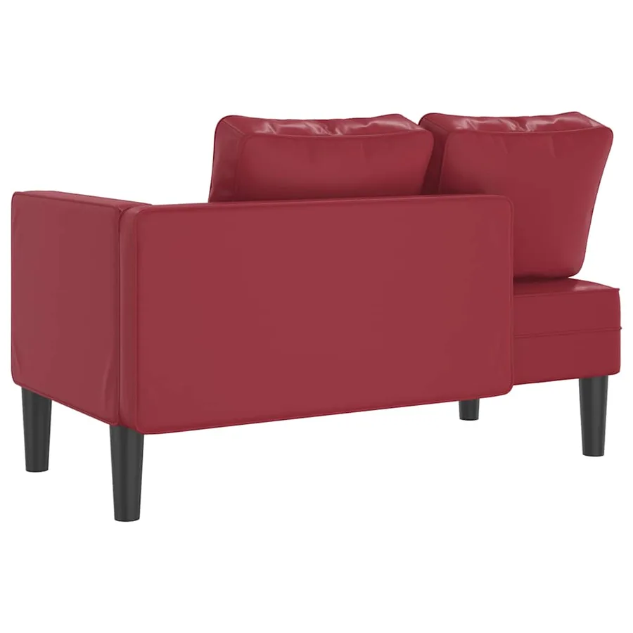 Chaise longue avec coussins rouge bordeaux similicuir - 5