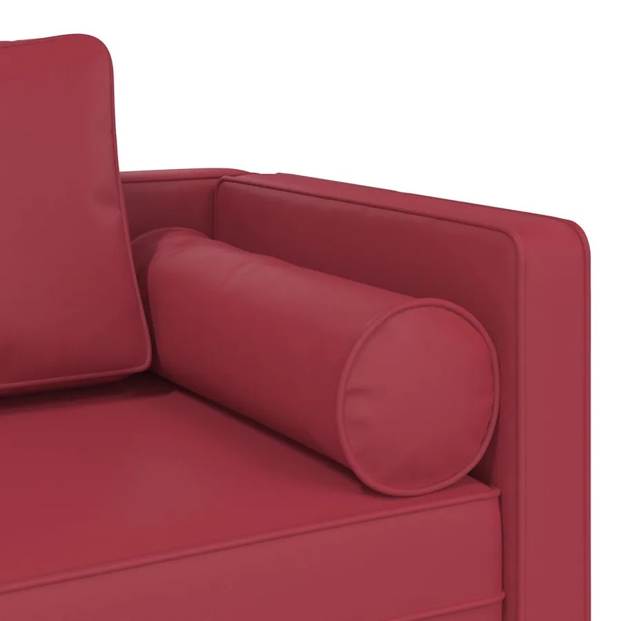 Chaise longue avec coussins rouge bordeaux similicuir - 6