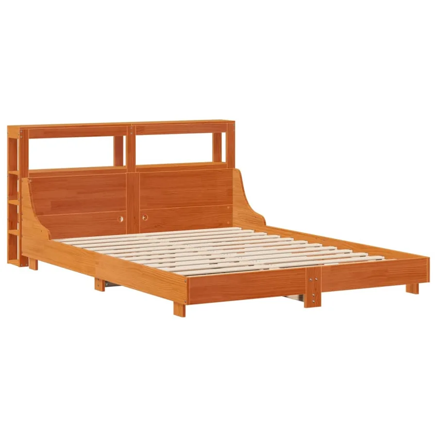 Cadre de lit sans matelas cire marron 140x200cm bois pin massif - 3