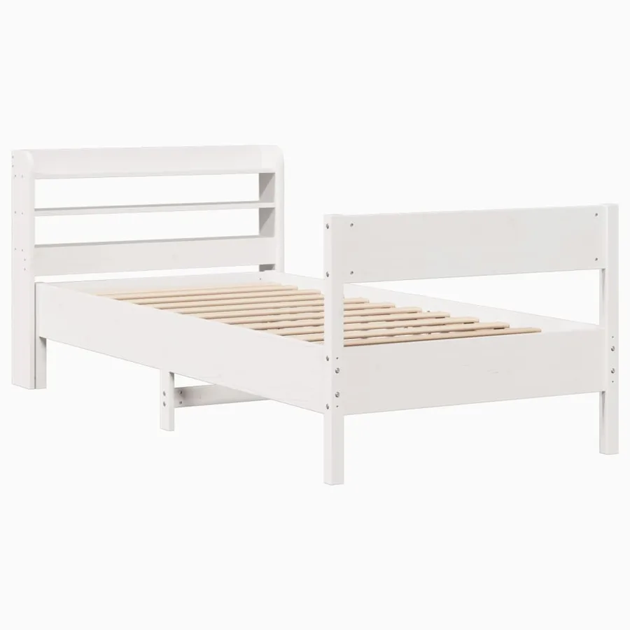 Cadre de lit sans matelas blanc 75x190 cm bois de pin massif - 3
