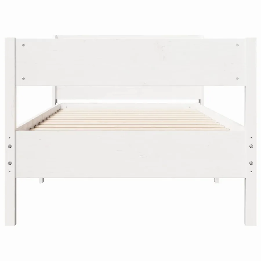 Cadre de lit sans matelas blanc 75x190 cm bois de pin massif - 4