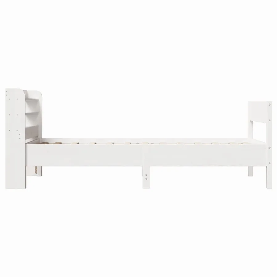 Cadre de lit sans matelas blanc 75x190 cm bois de pin massif - 5