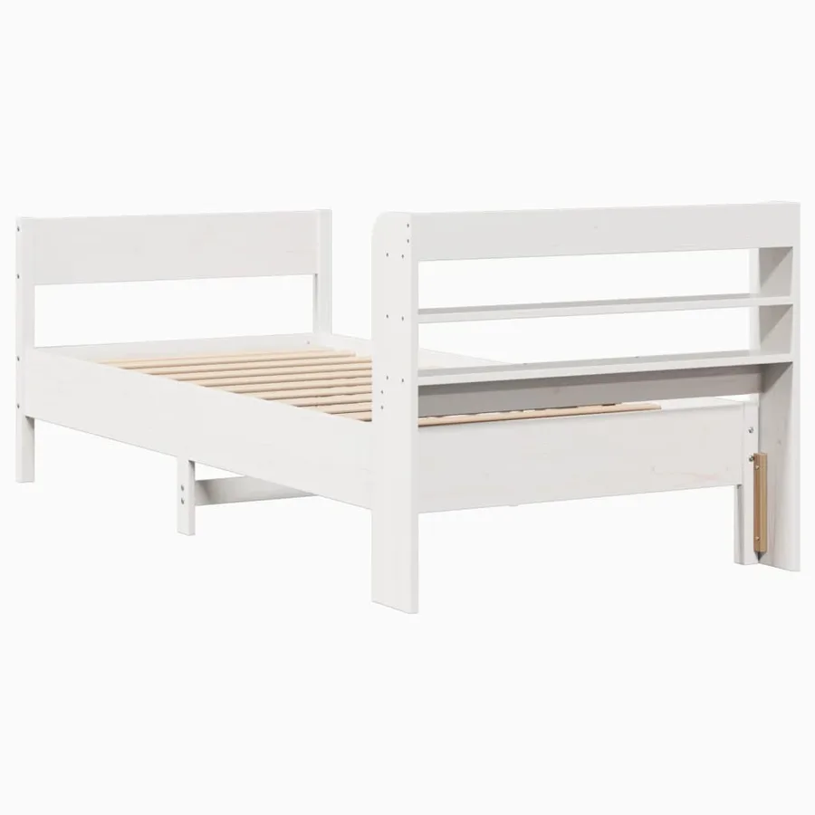 Cadre de lit sans matelas blanc 75x190 cm bois de pin massif - 6