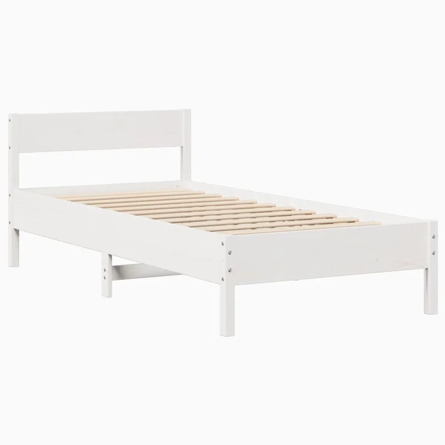 Cadre de lit sans matelas blanc 75x190 cm bois de pin massif - 7