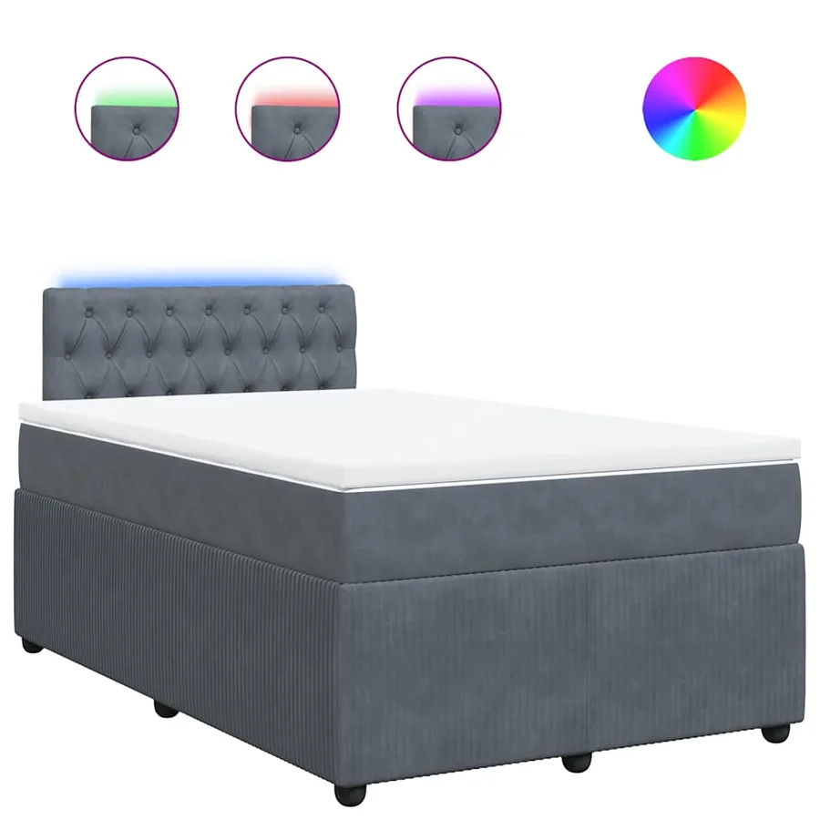 Sommier à lattes de lit et matelas Gris foncé 120x200cm Velours - 2