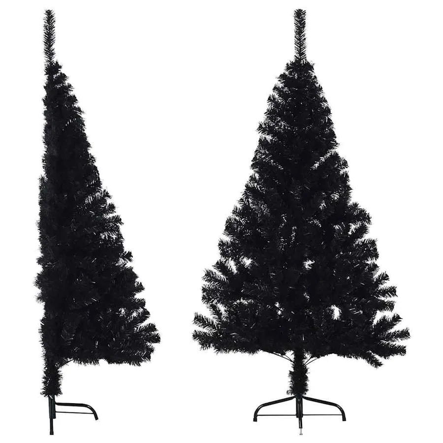 Demi sapin de Noël artificiel avec support Noir 120 cm PVC - 2