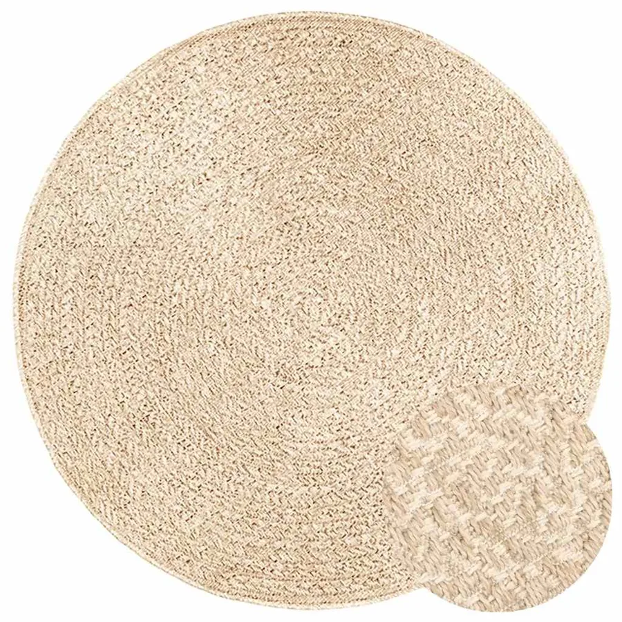 Tapis ZIZUR beige Ø 120cm aspect de jute intérieur et extérieur - 3