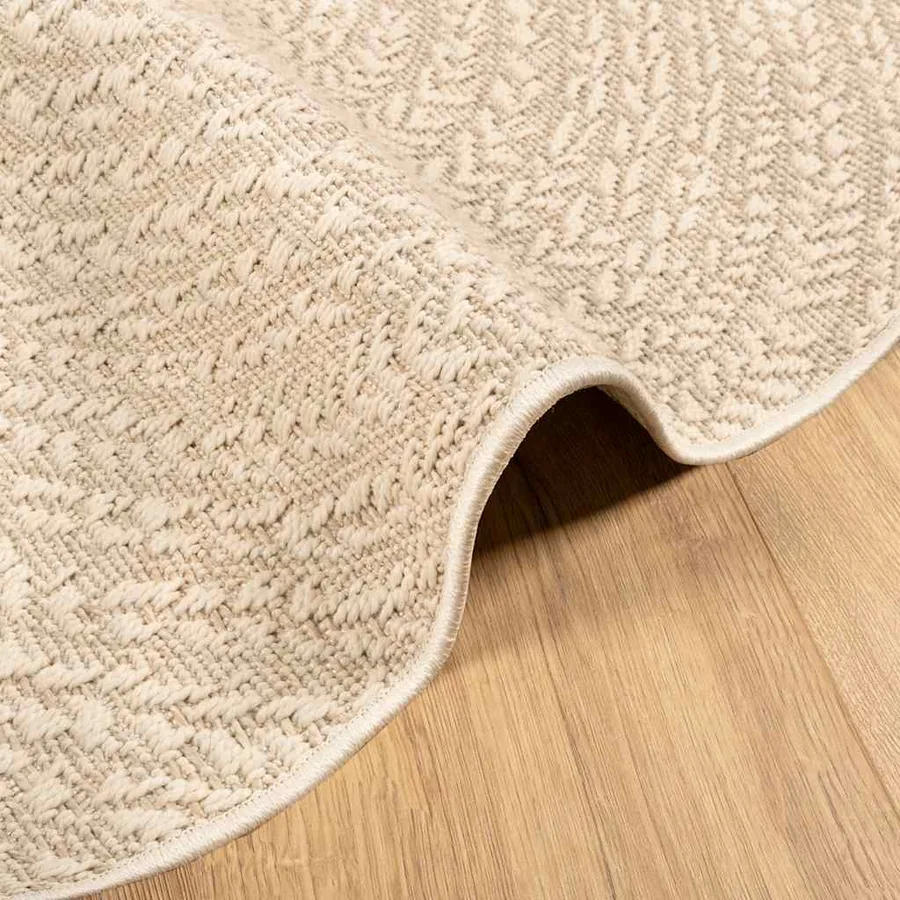 Tapis ZIZUR beige Ø 120cm aspect de jute intérieur et extérieur - 5