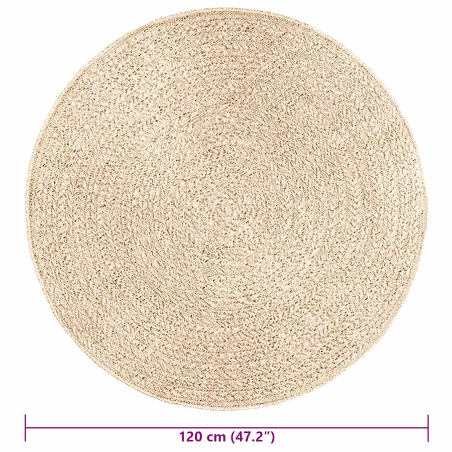 Tapis ZIZUR beige Ø 120cm aspect de jute intérieur et extérieur - 8