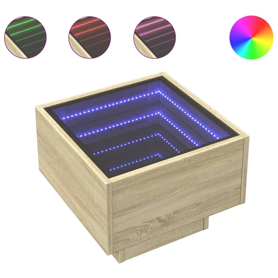 Table de chevet avec LED infini chêne sonoma 40x40x30 cm - 2