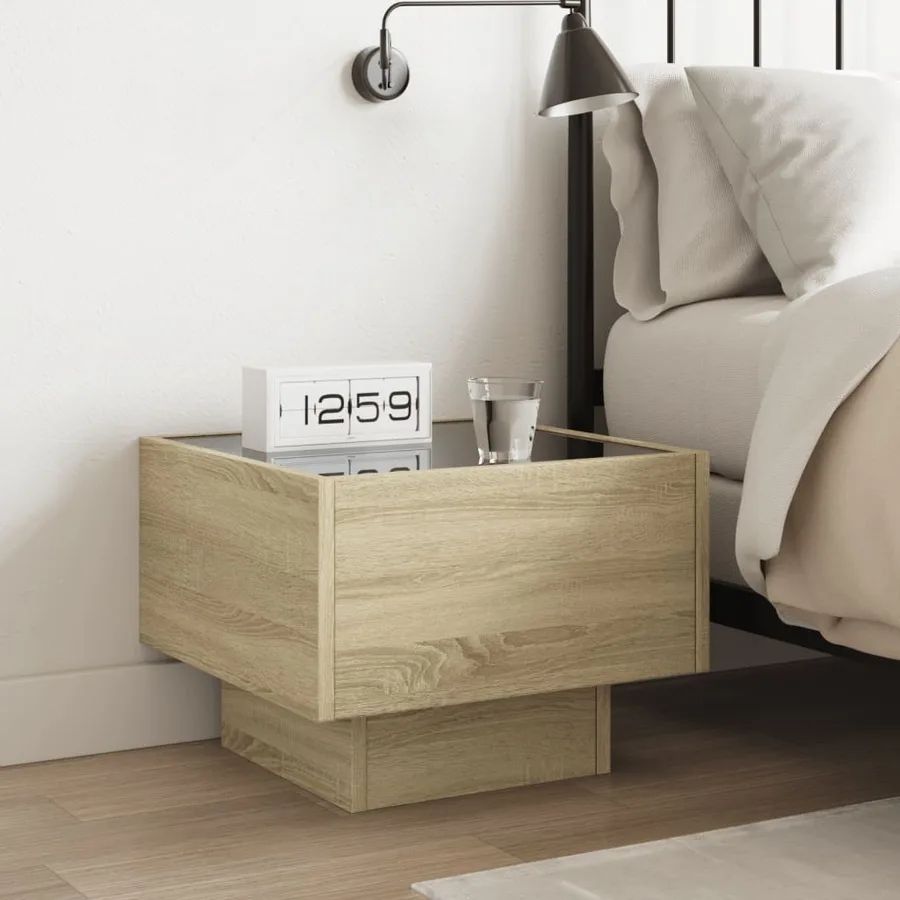 Table de chevet avec LED infini chêne sonoma 40x40x30 cm - 4