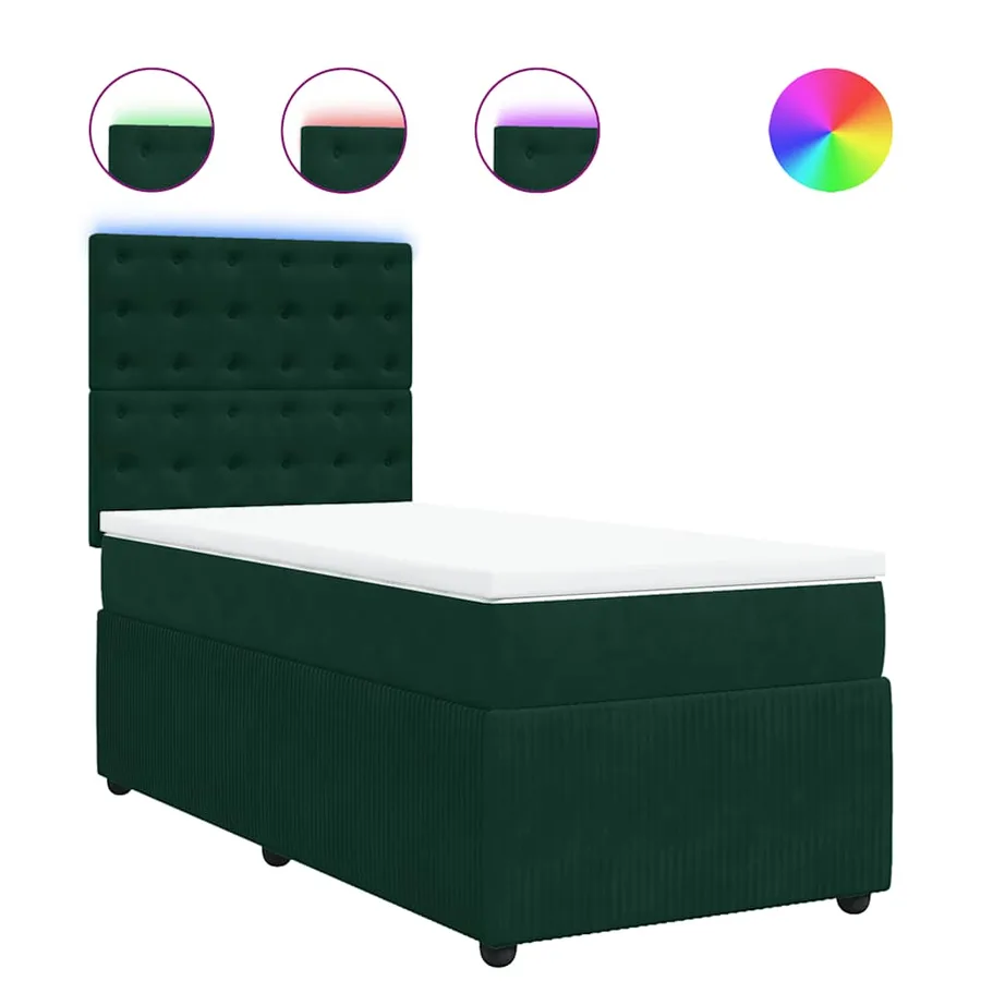 Sommier à lattes de lit avec matelas Vert foncé 90x190 cm - 2