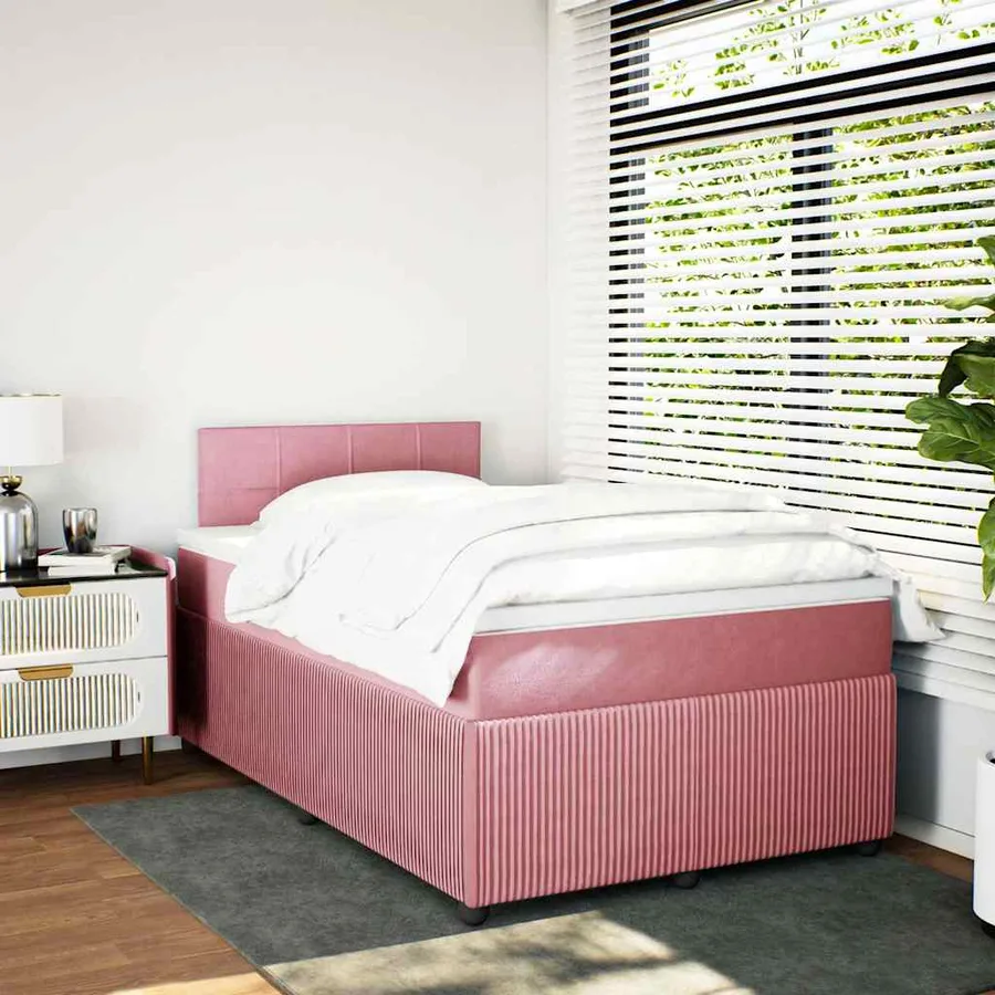 Sommier à lattes de lit avec matelas Rose 120x200 cm Velours - 5