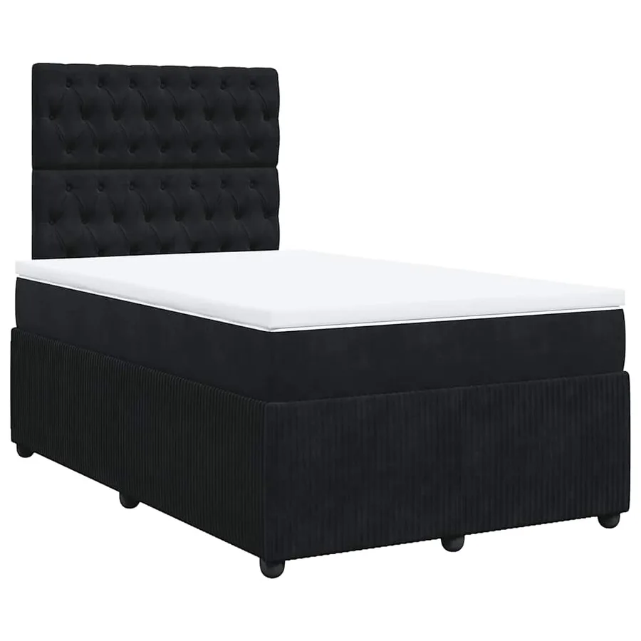 Sommier à lattes de lit avec matelas Noir 120x200 cm Velours - 3