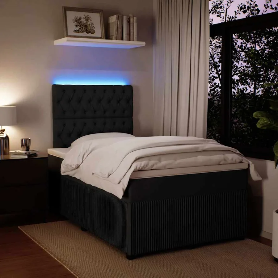 Sommier à lattes de lit avec matelas Noir 120x200 cm Velours - 4
