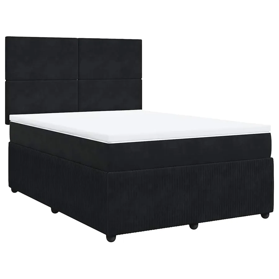 Sommier à lattes de lit avec matelas Noir 140x190 cm Velours - 3