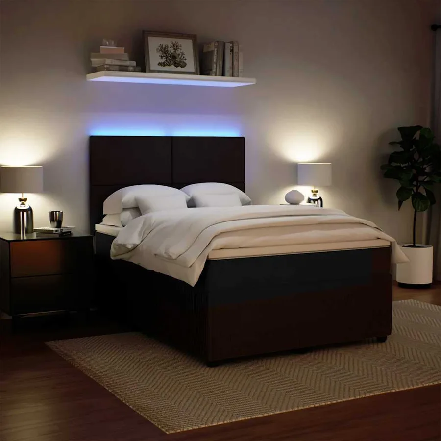 Sommier à lattes de lit avec matelas Noir 140x190 cm Velours - 4