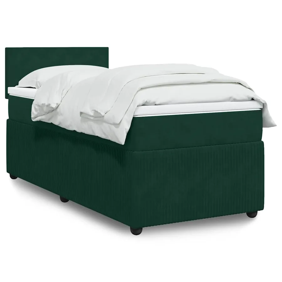 Sommier à lattes de lit avec matelas Vert foncé 90x190 cm