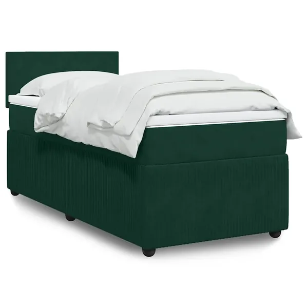 Sommier à lattes de lit avec matelas Vert foncé 90x190 cm