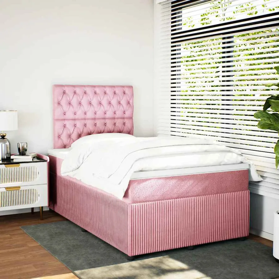 Sommier à lattes de lit avec matelas Rose 120x200 cm Velours - 3