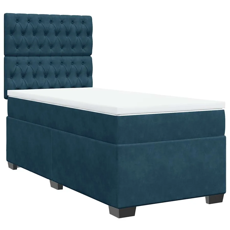 Sommier à lattes de lit avec matelas bleu 90x200 cm velours - 2