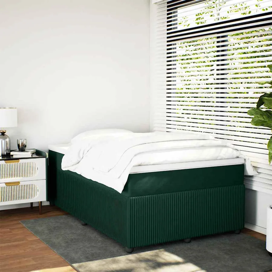 Sommier à lattes de lit avec matelas vert foncé 120x190 cm - 3