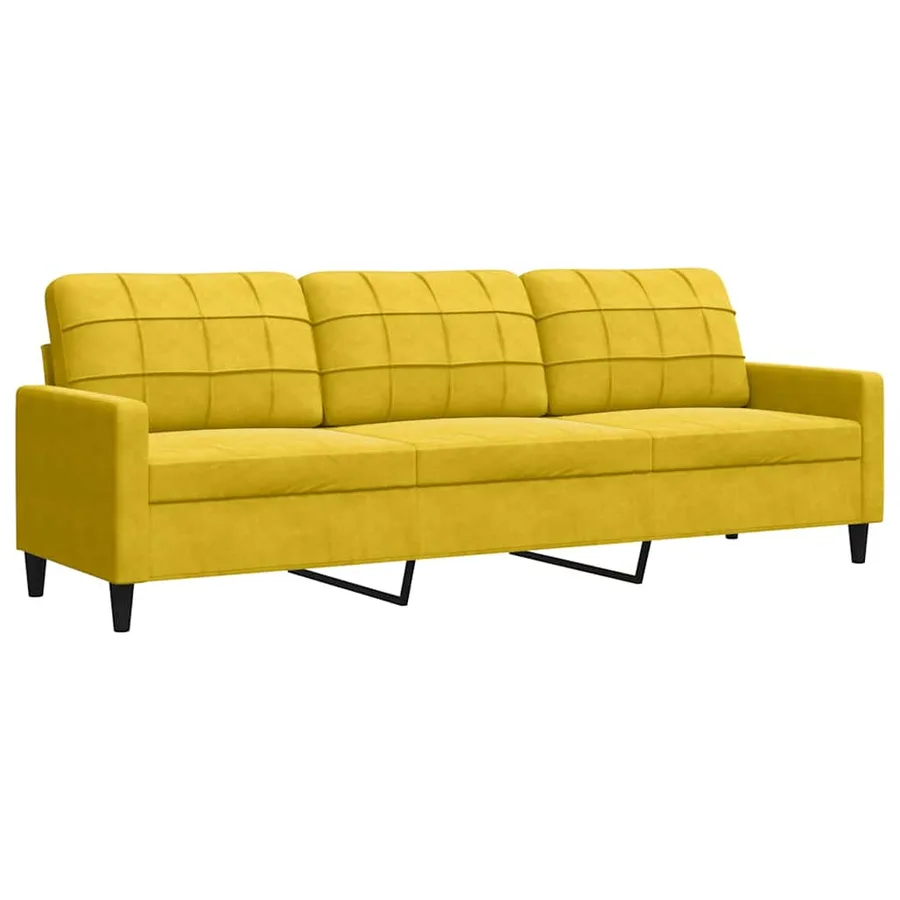 Canapé à 3 places Jaune 210 cm Velours - 2