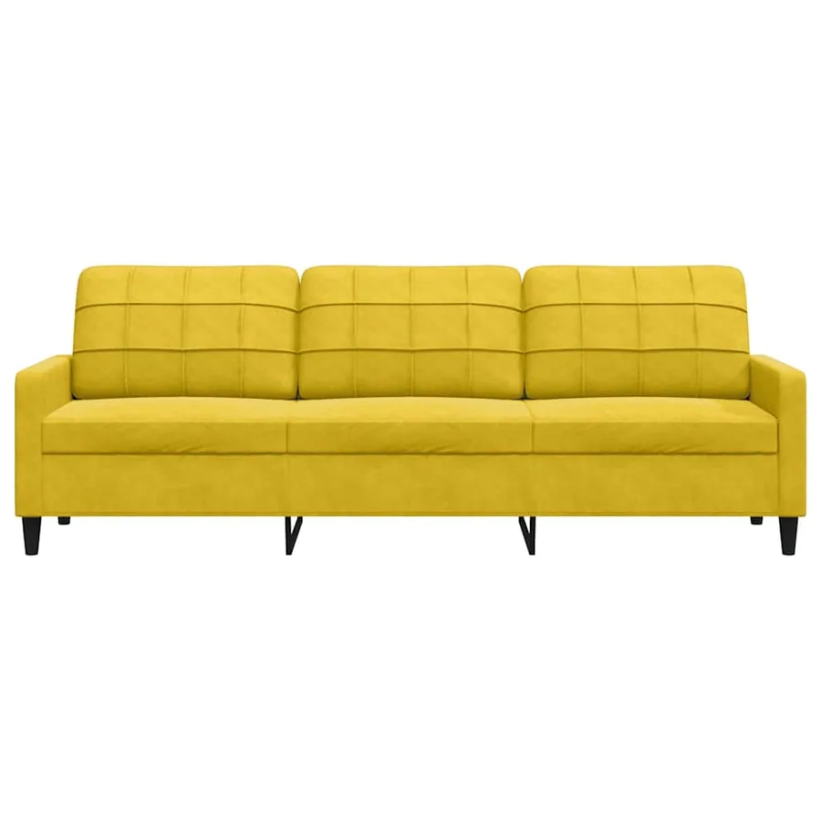 Canapé à 3 places Jaune 210 cm Velours - 4