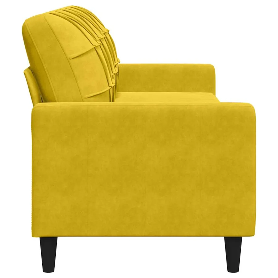 Canapé à 3 places Jaune 210 cm Velours - 5