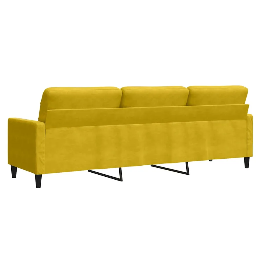Canapé à 3 places Jaune 210 cm Velours - 6