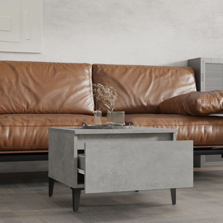Table d'appoint Gris béton 50x46x35 cm Bois d'ingénierie - 3