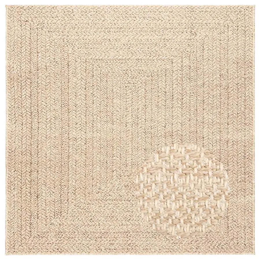 Tapis ZIZUR beige 120x120 cm aspect de jute intérieur extérieur - 4