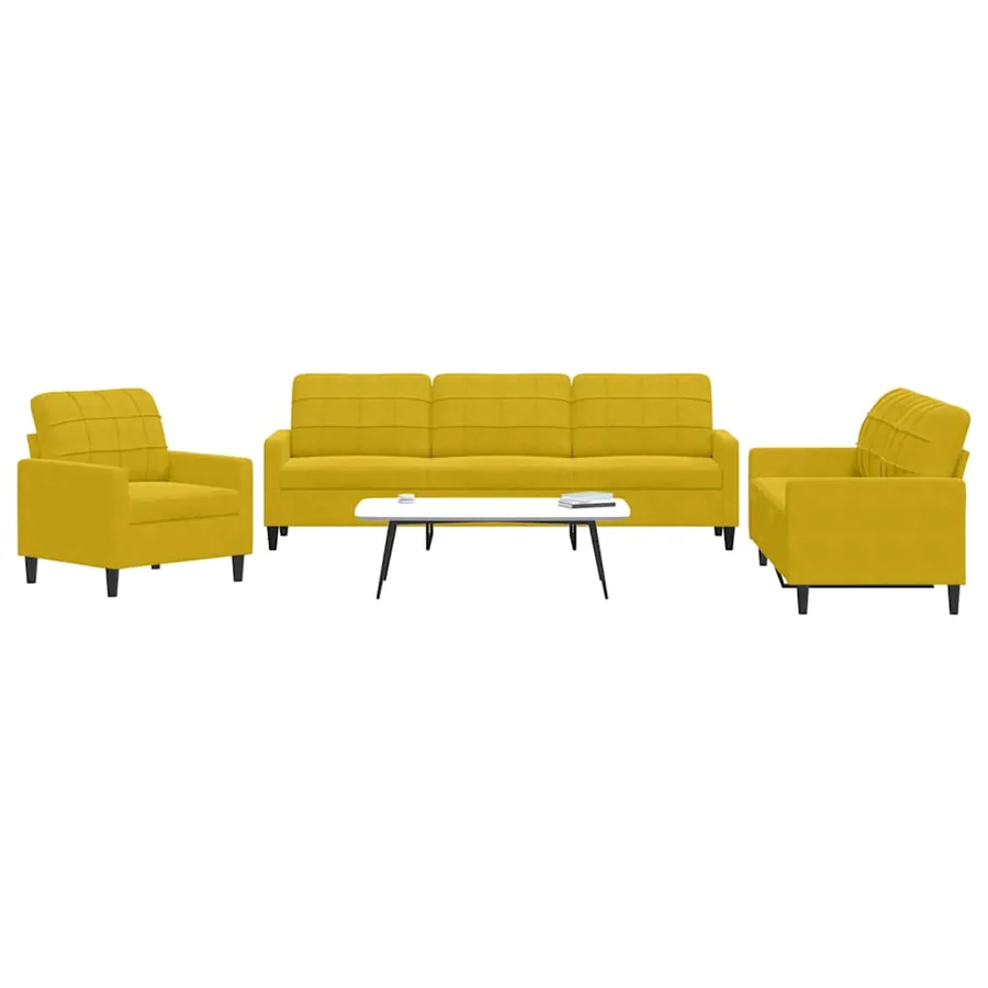 Ensemble de canapés 3 pcs avec coussins Jaune Velours