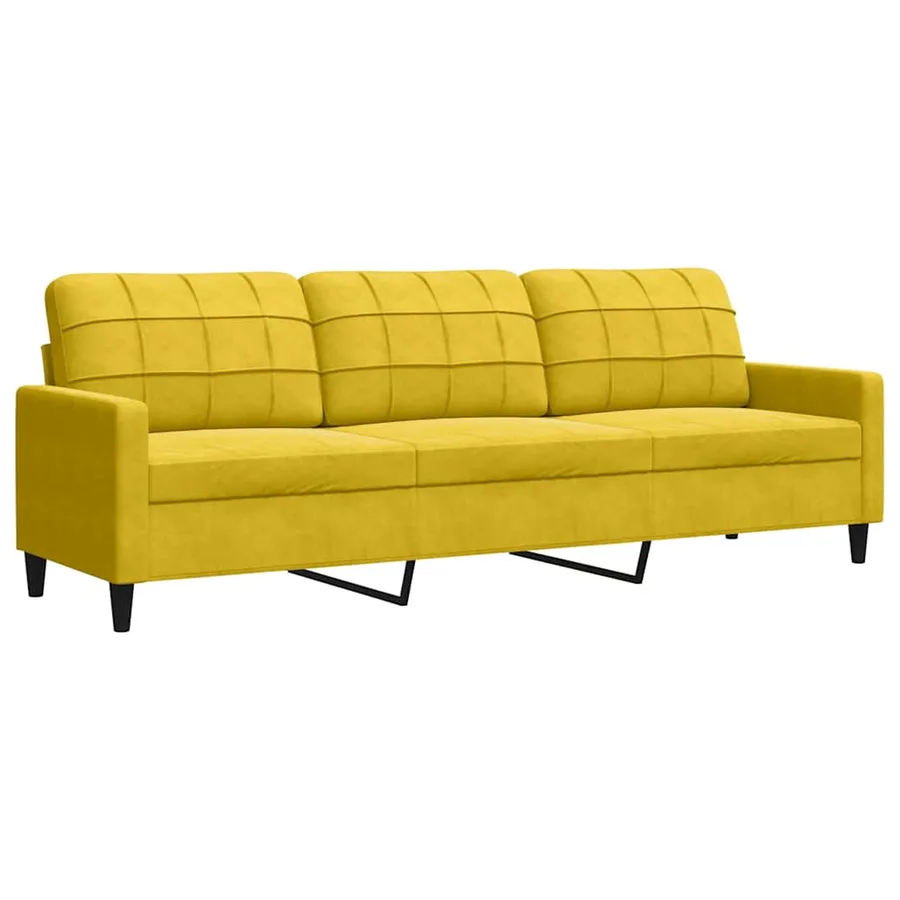 Ensemble de canapés 3 pcs avec coussins Jaune Velours - 6