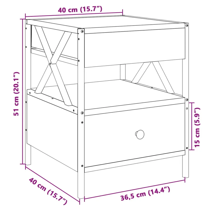 Table basse avec LED Infinity chêne sonoma 40x40x51 cm - 14