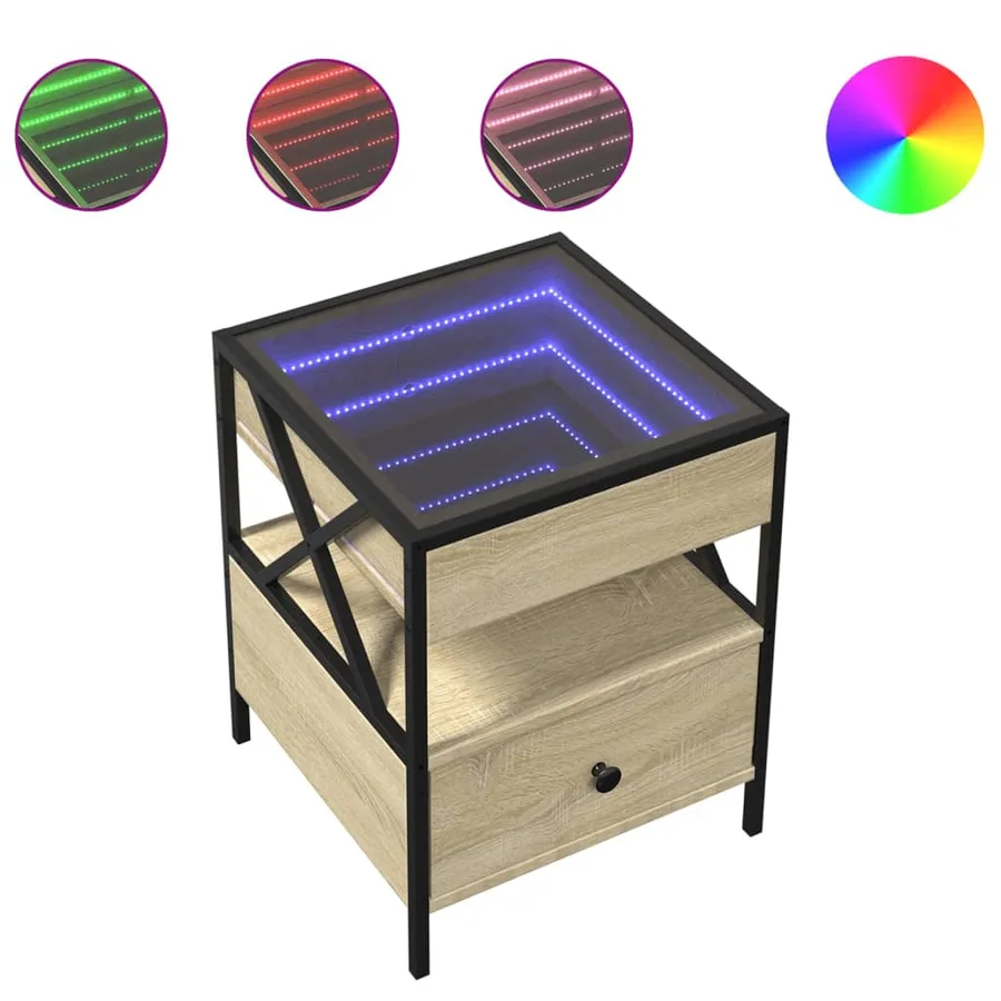 Table basse avec LED Infinity chêne sonoma 40x40x51 cm - 2