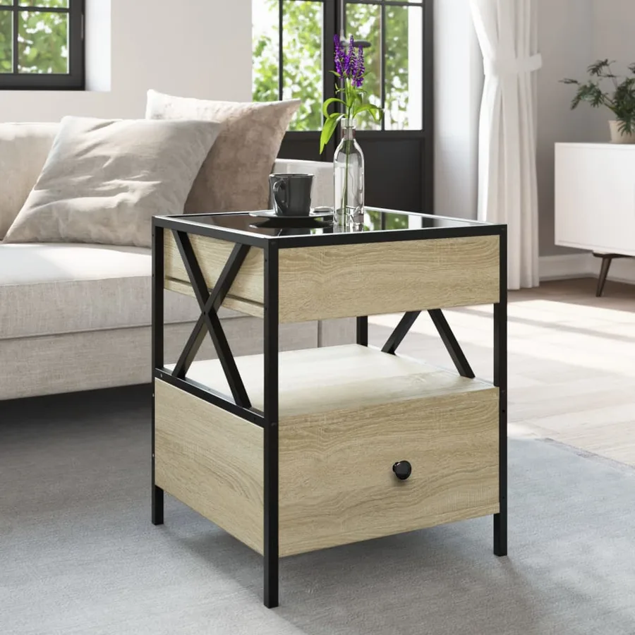 Table basse avec LED Infinity chêne sonoma 40x40x51 cm - 4