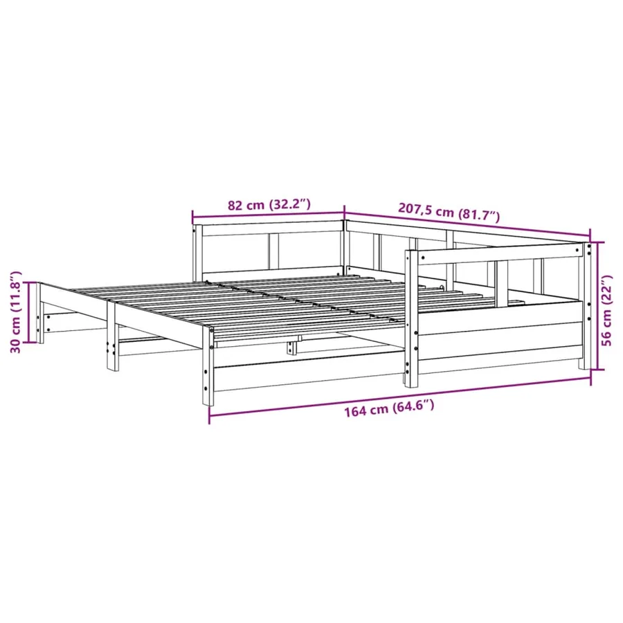 Lit de jour sans matelas cire marron 80x200 cm bois pin massif - 11