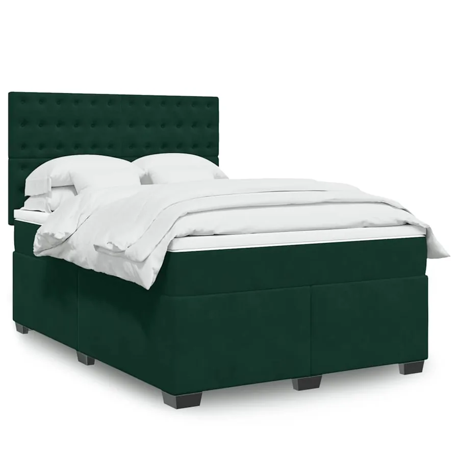 Sommier à lattes de lit et matelas Vert foncé 160x200cm Velours