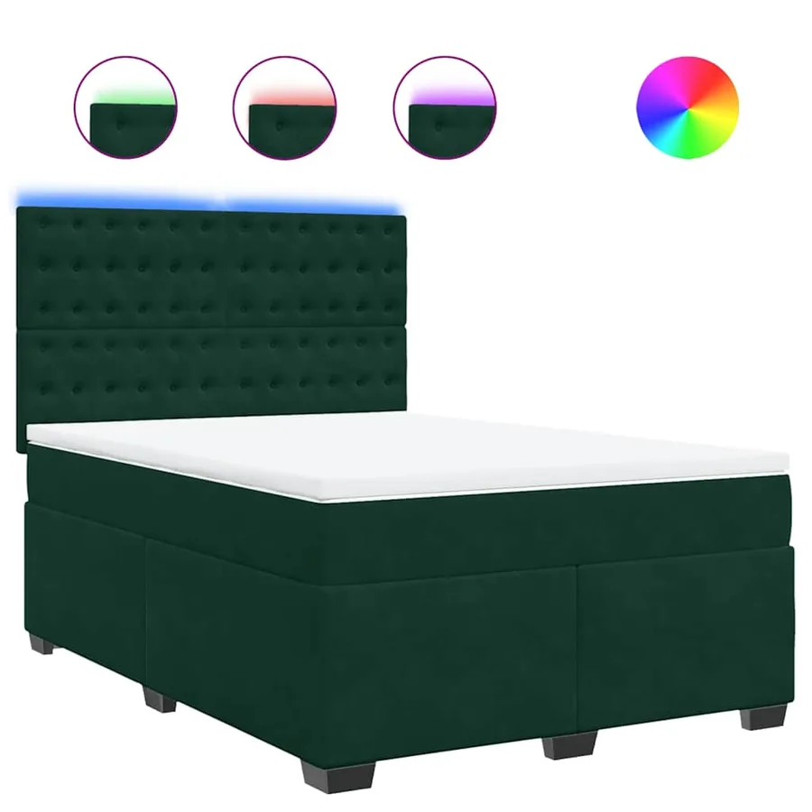 Sommier à lattes de lit et matelas Vert foncé 160x200cm Velours - 2