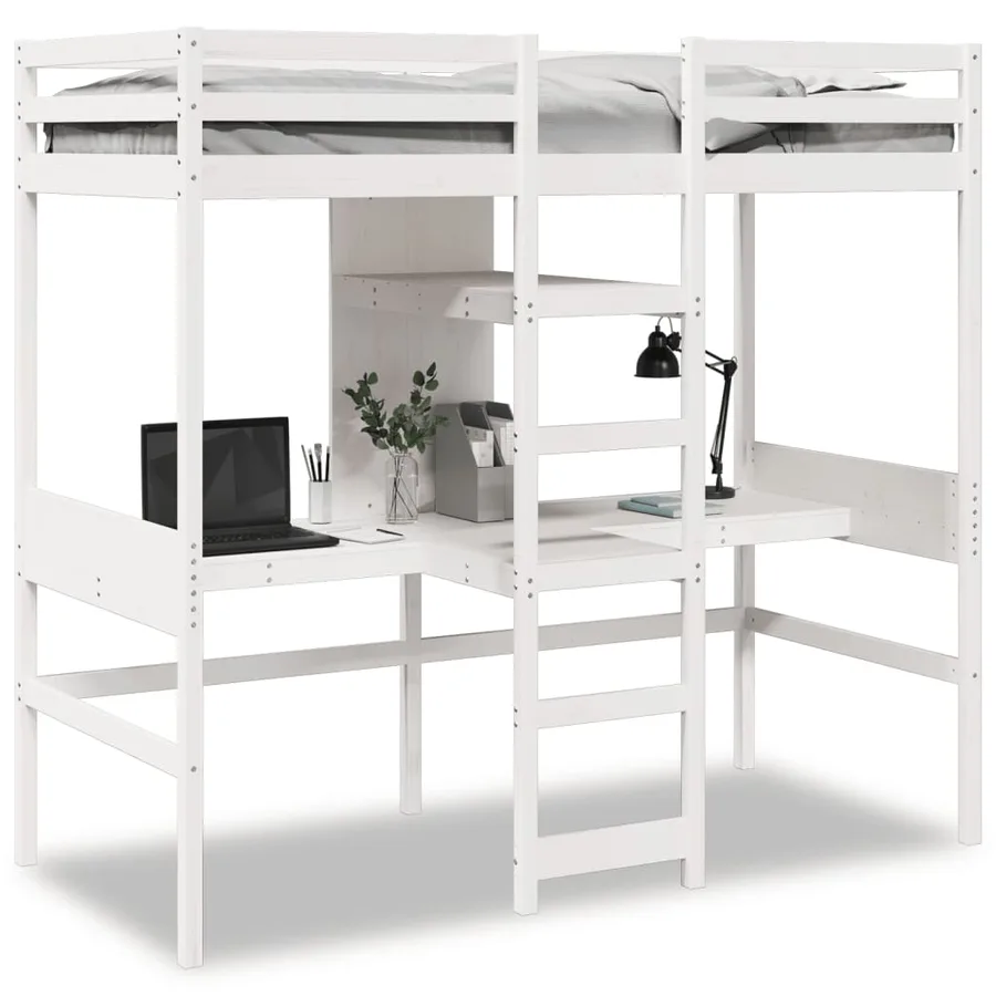Cadre de lit superposé sans matelas blanc 90x190 cm pin massif - 2